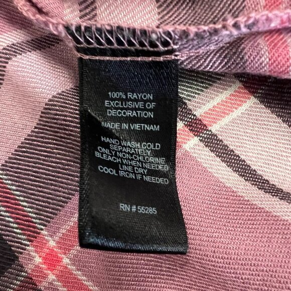 Express Women's Criss Cross Neck Long Sleeve Plaid Pullover Top Size XS - Picture 9 of 9